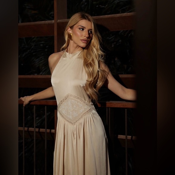 ZARA EMBROIDERED MIDI DRESS - Mid-ecru - Picture 5 of 16